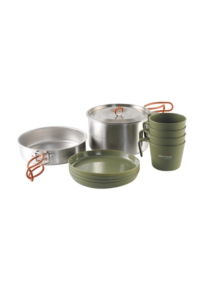 Easy Camp Moss 4 Cook Set 4 Kişilik Paslanmaz Tencere Tava Çelik Kamp Yemek Seti Gümüş