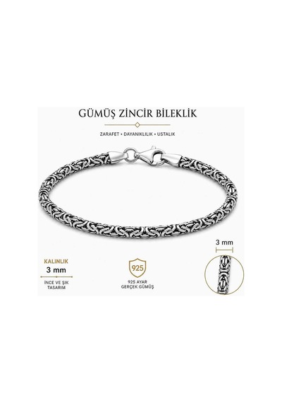 Tesbihane 925 Ayar Gümüş 4 Mm Erkek Kral Bileklik