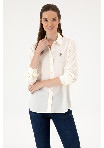 U.S. Polo Assn. Kadın Beyaz Uzun Kollu Gömlek 50316429-VR256