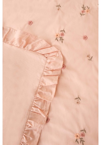 Pembe Daisy Glow Çift Kişilik %100 Pamuklu Nevresim Takımı - 4 Parça