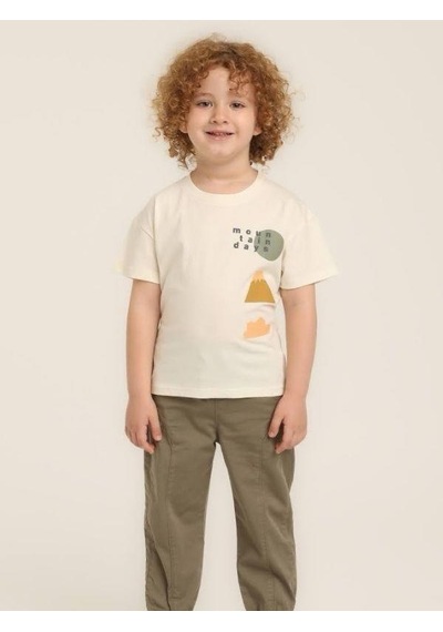 Jack Lions Erkek Bebek Pamuklu Sıfır Yaka Sırt Baskılı T-shirt-15644 Ekru