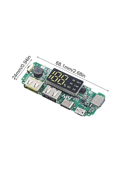 18650 Lityum Pil Şarj Modülü Dijital Göstergeli 5v2.4a 2a 1a Dual Usb Çıkış
