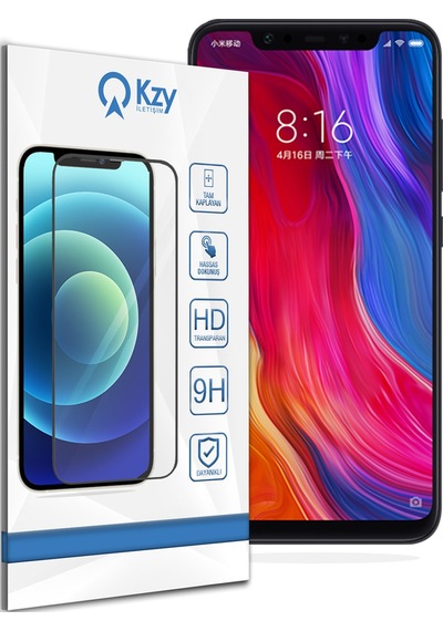 Xiaomi Mi 8 ile Uyumlu Tam Kaplayan Temperli Cam Ekran Koruyucu