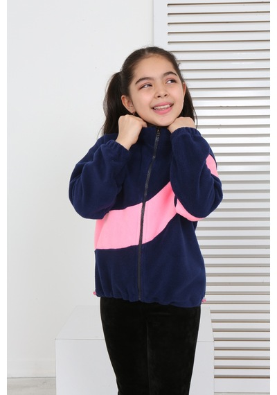 Toontoy Kız Çocuk Dik Yaka Fermuarlı Renk Bloklu Reglan Kol Polar Hırka - Beli Ayarlanabilir Lastikli Lacivert Toontoy Kız Çocuk Dik Yaka Fermuarlı Renk Bloklu Reglan Kol Polar Hırka - Beli Ayarlanabilir Lastikli Lacivert