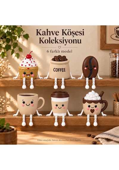 Kahve Köşesi Süsü Sallanan Bacaklı Mini Figür Dekoratif Raf Ve Masa Süsü 4 Cm Dekoratif Objeler