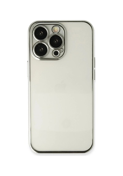 Mey İthalat iPhone Uyumlu 13 Pro Max Kılıf Lensli Silikon - Gümüş