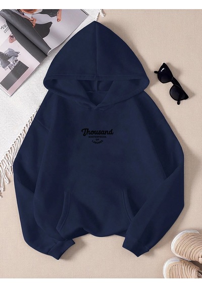 Uyguntarz Unisex Thousand Baskılı Oversize Sweatshirt Lacivert