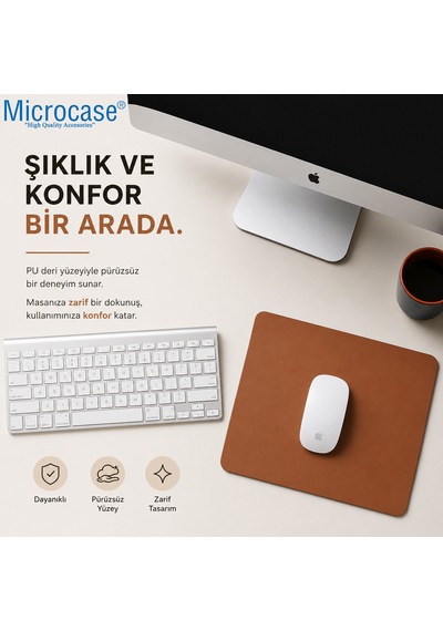 Microcase Dikdörtgen Tasarım Bilgisayar Laptop Deri Mouse Pad 25x21 Al5591 Kırmızı