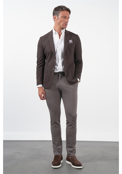 İmza Kahverengi 6 Drop Slim Fit Pamuklu Ceket 1002260126