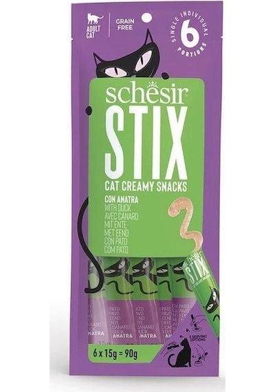 Schesir Stick Ördekli Yetişkin Kedi Ödülü 6 x 15 G