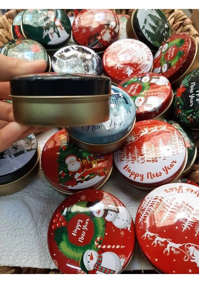 Yılbaşı Christmas Desenli Karışık Teneke Kutu 5 Adet