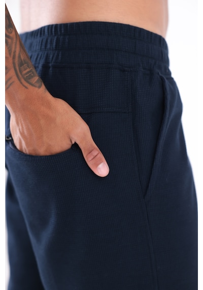 Rowinger Waffle Dokulu Cepli Erkek Şort Navyblue