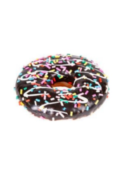 Yapay Donut Çikolata Üstü Renkli Granül Şekerli Siyah 10x4 Cm. Çok Renkli
