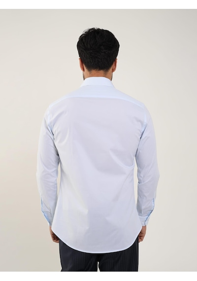 Dufy Açık Mavi Erkek Slim Fit Düz Klasik Yaka Uzun Kol Gömlek - 88354 Açik Mavi