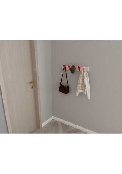 Hepsi3boyutlu Modern Duvar & Kapı Kanca Askılık - 5 Adet Kırmızı Kanca Askılık - Model No : 5 Kırmızı