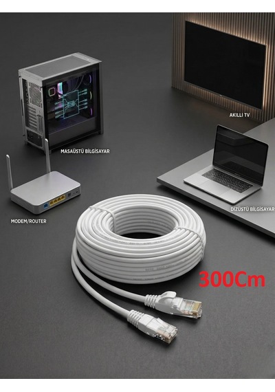 3mt Cat6 Ethernet Kablosu, Ev Ve Ofis Ağlarında Yüksek Hızlı İnternet Ve Veri Aktarımı 1000mbps Rj45 Kablo