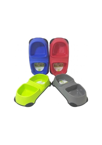 Nunbell Small 29 x 13 x 6 CM İkili Kedi Mama Kabı Çok Renkli