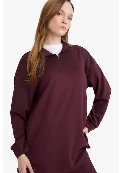 Defacto Regular Fit Fermuarlı Yaka Uzun Kollu Tunik F5771ax26spbr475 Bordo-br475