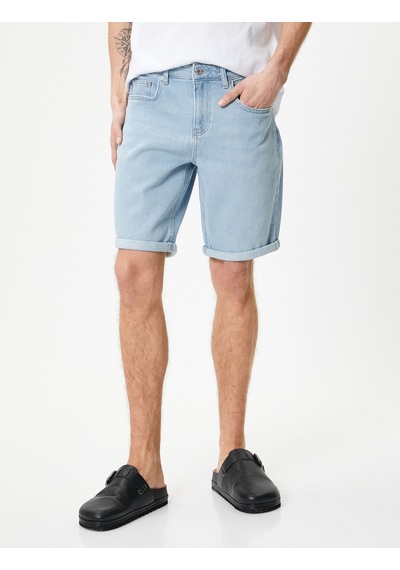 Koton Kot Şort Bermuda Slim Fit Katlı Paça Düğmeli Cep Detaylı Açık İndigo 4sam40091nd Açık İndigo Koton Kot Şort Bermuda Slim Fit Katlı Paça Düğmeli Cep Detaylı Açık İndigo 4sam40091nd Açık İndigo