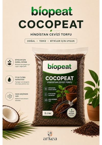 Cocopeat Hindistan Cevizi Torfu 5 Litre Saksı, Çiçek Ve Fide İçin Bitki Yetiştirme Ortamı 1000