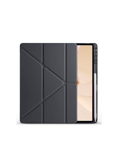 Huawei Matepad 12x İle Uyumlu Kalem Bölmeli Standlı Kılıf + Ekran Koruyucu + Kalem 3'lü Set - Siyah