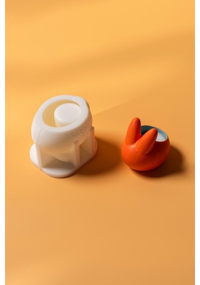 Rufus Concept Tavşan Tealight Silikon Mumluk Kalıbı Beyaz