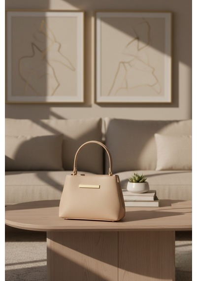 Vellabags Bej Mini Kadın El & Omuz Çantası Nude Ton Modern Şık Günlük Çanta Bej - Bej