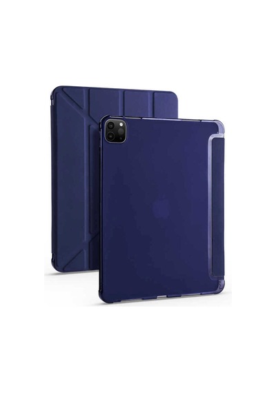 Apple İpad Pro 12.9 2022 M2 Kılıf Tri Folding Kalem Bölmeli Standlı Kılıf Kapaklı Kılıf