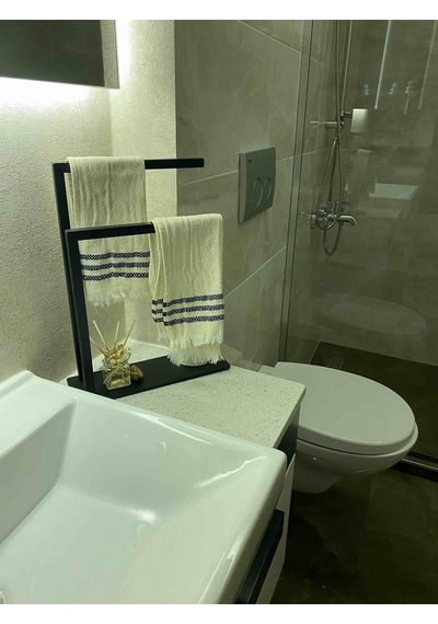 Aju Havluluk Tezgah Üzeri Kağıt Havluluk Mutfak Banyo Düzenleyici Metal Tasarım Montaj Gerektirmez Siyah Siyah