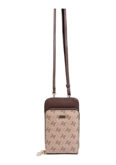 Silver Polo Sp1011 Kadın Telefon Çantası Monogram Koyu Bej-kahve