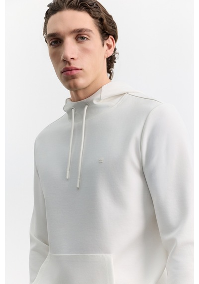 Avva Erkek Ekru Kapüşonlu Kolay Ütülenebilir İnterlok Regular Fit Sweatshirt B001034
