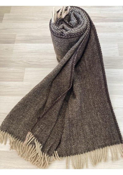 %100 Saf Yün Scotch Dizlik - Tv Battaniye 130x170 Kahverengi