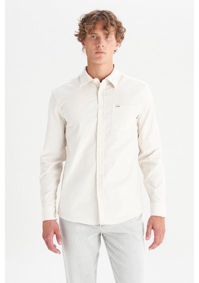 Wrangler %100 Pamuk Regular Fit Normal Kesim Klasik Yaka Cepli Kadife Gömlek Bej