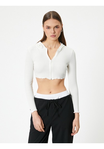Koton Crop Kapüşonlu Fermuarlı Hırka Uzun Kollu Slim Fit Ekru 5wal90001ık Ekru Koton Crop Kapüşonlu Fermuarlı Hırka Uzun Kollu Slim Fit Ekru 5wal90001ık Ekru