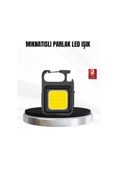 Şarjlı Cob Led Anahtarlık Fener - 4 Modlu Manyetik Ve Katlanabilir Standlı Diğer