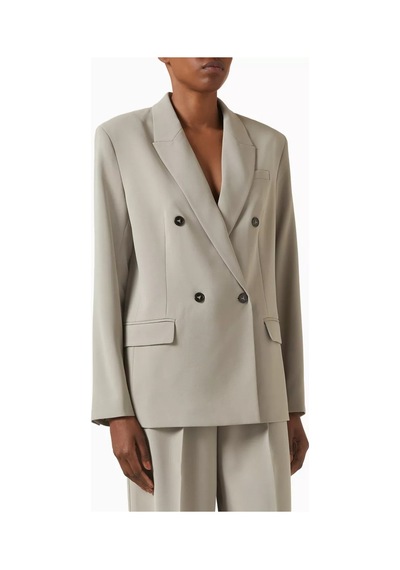 12storeez Krep Kumaş Straight Fit Blazer Ceket, 80 Ler Ilhamlı Feminen Kesim Bej