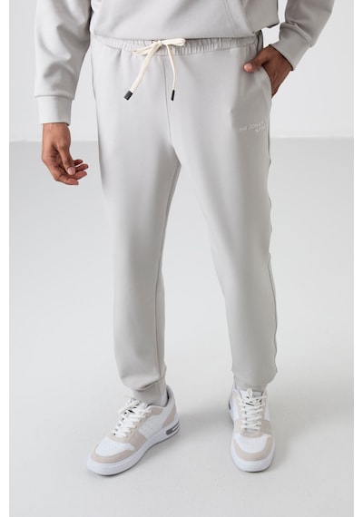 Tommy Life Taş Pamuklu Kalın Yumuşak Dokulu Comfort Fit Nakışlı Erkek Eşofman Takım - 85255 Taş Rengi Taş
