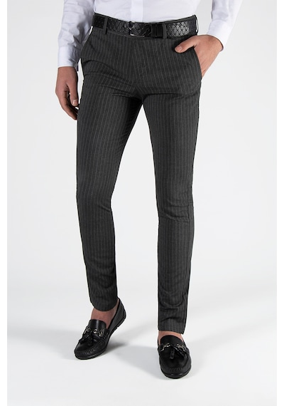 Terapi Men Füme Çizgili Slim Fit Pamuklu İtalyan Kesim Pantolon Koyu Gri