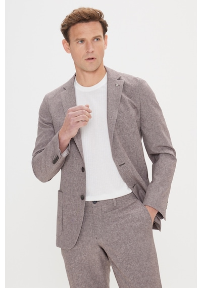 AC&Co / Altınyıldız Classics Erkek Vızon Slim Fit Dar Kesim Mono Yaka Beli Bağlamalı Desenli Takım Elbise Vızon