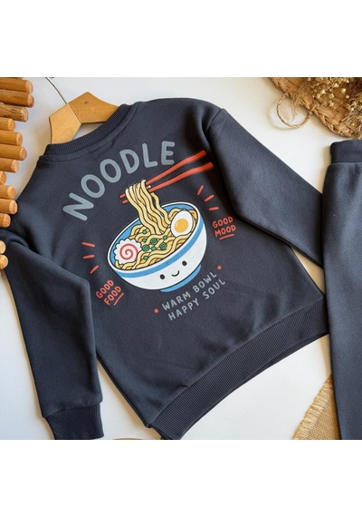 Noodle Sırt Baskı Detaylı Antrasit Erkek Çocuk Sweatshirt Ve Eşofman 3 İplik Alt Üst Takım Siyah Noodle Sırt Baskı Detaylı Antrasit Erkek Çocuk Sweatshirt Ve Eşofman 3 İplik Alt Üst Takım Siyah