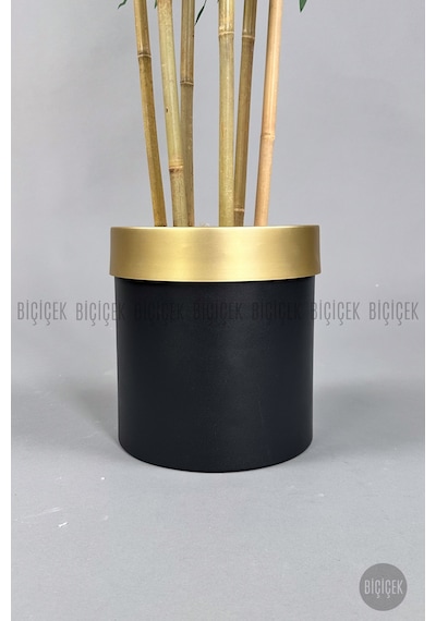 Yapay Bambu Ağacı 170cm Siyah Gold Metal Saksıda Siyah-gold
