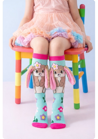 Color Socks 1 Çift Tavşan Peluş Kulaklı Kız Çocuk Çorap Topuksuz Turkuaz