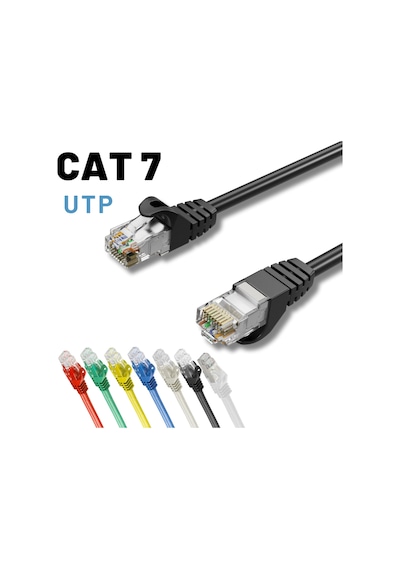 Irenıs Siyah 50 Cm Cat7 Utp Ethernet Network İnternet Lan Ağ Kablosu