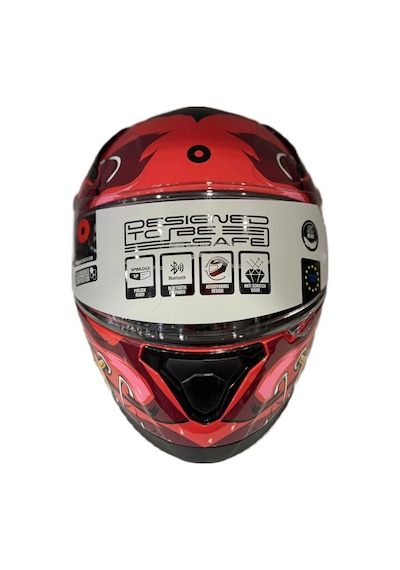 Shiro Katana Sv Psyco Kapalı Kask Bordo - Turuncu