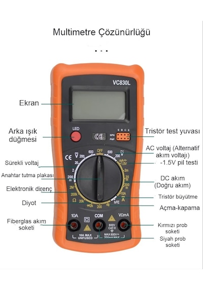 60w Ayarlanabilir Elektrikli Havya Kiti Lehim Dijital Multimetre