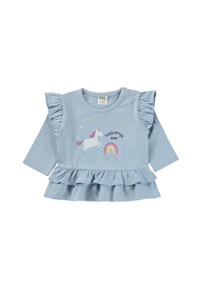 Civil Baby Unicorn Baskılı Fırfırlı 3-18 Ay Takım - Mavi