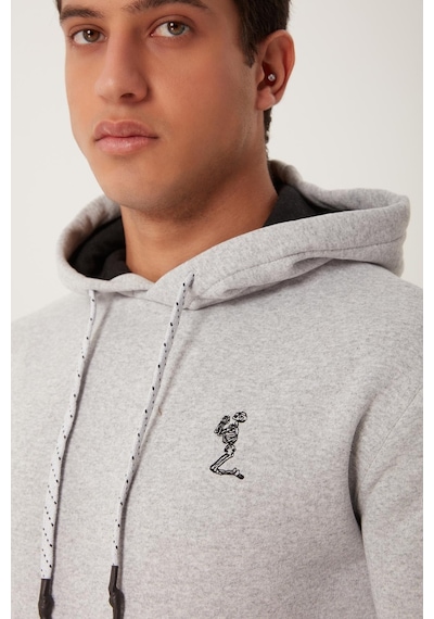 Polostate Erkek İskelet Nakışlı 3 İplik Sweatshirt Gri
