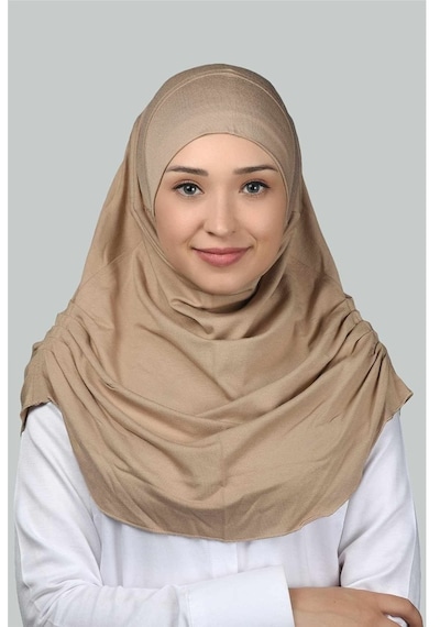 Altobeh Hazır Türban Büzgülü Pileli Pratik Eşarp Tesettür Hijab - Namaz Örtüsü - Koyu Bej