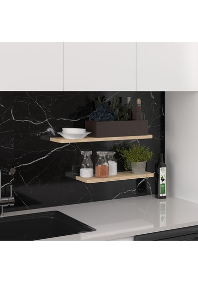 Asra Trend Modern Duvar Rafı DRF-01 %100 MDF 2'li Dekoratif Organizer Kitaplık Meşe