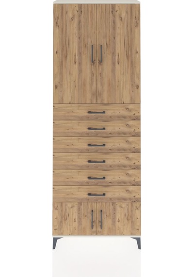 Arges Dolap 3 Raflı 6 Çekmeceli 4 Kapaklı 88x30x243 Aytaşı-çam Aytaşı